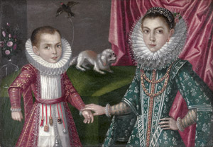 Lot 6020, Auction  109, Spanisch, um 1610. Bildnis wohl des Infanten Philipp IV. mit seiner Schwester der Infantin Anna von Österreich mit ihrem Hund