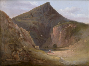 Lot 6084, Auction  109, Kummer, Robert, Berglandschaft mit Wanderern bei einem See