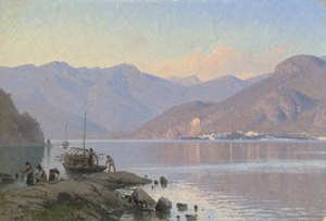 Lot 6134, Auction  109, Rohde, Frederik Nils, Abendstimmung am Lago di Garda mit Fischern