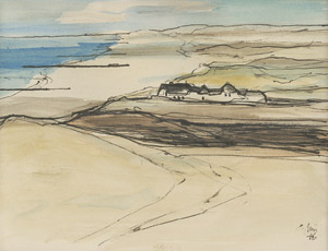 Lot 7108, Auction  109, Eglau, Otto, Fischerboote vor Sylt; Häuser auf Sylt; Fischernetze 