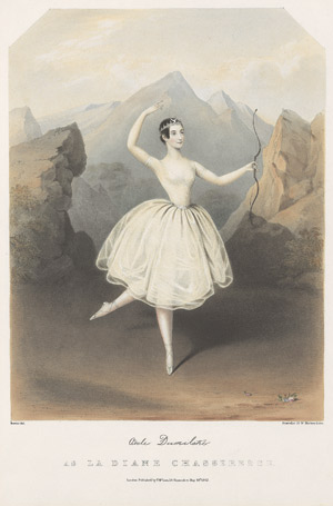 Lot 2017, Auction  110, Dumilatre, Adèle Alphonsine, As "La Diane Chasseresse". Kolorierte Lithographie 