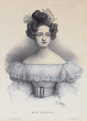 Lot 2040, Auction  110, Taglioni, Marie, Miss Taglioni. Kolorierte Kreidelithographie von 