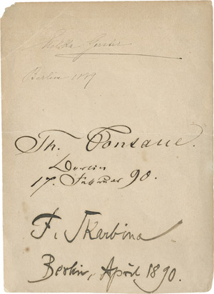 Lot 2146, Auction  110, Fontane, Theodor, Signatur auf einem Blatt aus einem Gästebuch