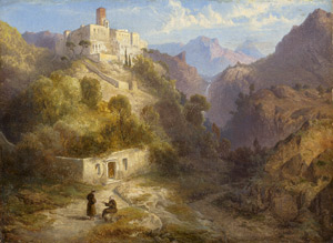 Lot 6085, Auction  110, Trippel, Albert Ludwig, Italienische Berglandschaft mit Franziskaner Mönchen. 