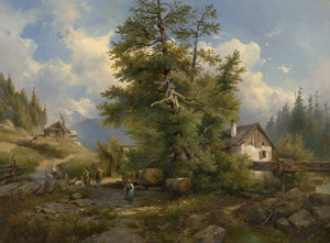 Lot 6133, Auction  110, Schufried, Dominik, Gebirgslandschaft mit Almhütten