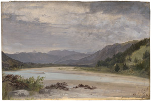 Lot 6182, Auction  110, Süddeutsch, um 1850. Regenstimmung über der Isar bei Lenggries.