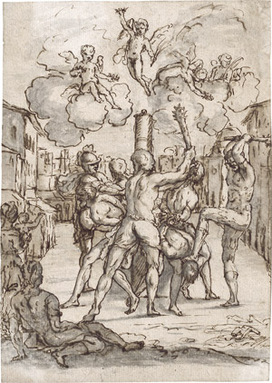 Lot 6415, Auction  110, Italienisch, 17. Jh. Das Martyrium von vier Heiligen an der Martersäule