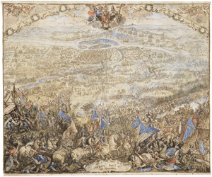 Lot 6456, Auction  110, Deutsch, Ende 17. Jh. Die Belagerung von Wien und die Schlacht am Kahlenberg am 12. September 1683 