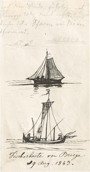 Lot 6616, Auction  110, Dahl, Johann Christian Clausen, Fischerboote von Breege am Jasmunder Bodden auf Rügen. 