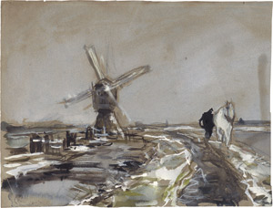 Lot 6678, Auction  110, Apol, Louis, Holländische Winterlandschaft mit Windmühle