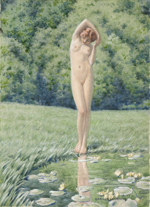 Lot 6706, Auction  110, Schwabe, Carlos, Die Unschuld - Nackte junge Frau an einem Seerosenteich