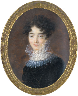 Lot 6889, Auction  110, Aubry, Louis François, Bildnis einer Dame mit dunklem gelockten Haar und hochgestellter Spitzenkrause