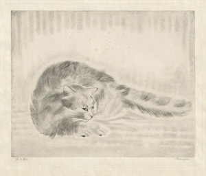 Lot 8118, Auction  110, Foujita, Tsuguharu, Chat allongé