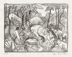 Lot 8242, Auction  110, Mueller, Otto, Zwei Figuren am Waldbach 2 (Waldlandschaft)