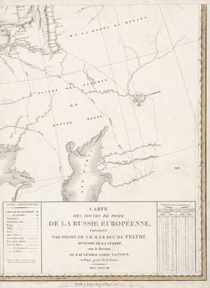 Lot 114, Auction  111, Sanson, Nicolas Antoine, Carte des routes de poste de la Russie européenne