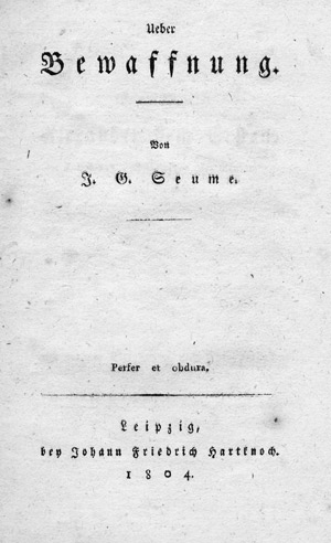 Lot 1430, Auction  111, Seume, Johann Gottfried, Ueber Bewaffnung