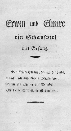 Lot 1685, Auction  111, Goethe, Johann Wolfgang von, Erwin und Elmire
