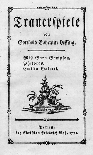 Lot 1862, Auction  111, Lessing, Gotthold Ephraim, Trauerspiele