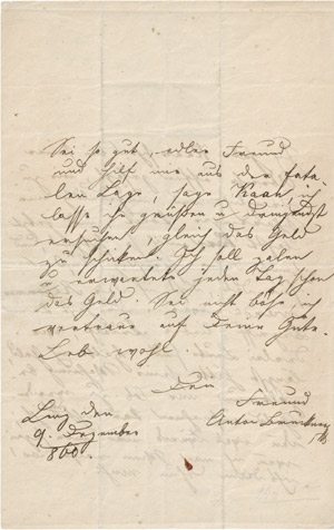 Lot 2339, Auction  111, Bruckner, Anton, Brief 1860 an Rudolf Weinwurm