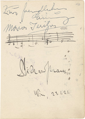 Lot 2398, Auction  111, Strauss, Richard, Musikal. Albumblatt + Beigabe