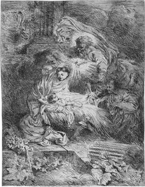 Lot 5032, Auction  111, Castiglione, Giovanni Benedetto, Die Geburt mit Gottvater, das Christkind betrachtend