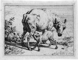 Lot 5211, Auction  111, Velde, Adriaen van de, Mutterschaf mit zwei Lämmern; Zwei liegende Schafe