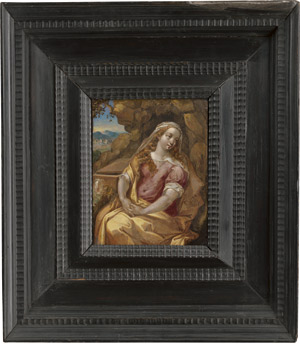 Lot 6017, Auction  111, Niederländisch, Ende 16. Jh. Maria Magdalena am offenen Grab Christi
