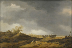 Lot 6047, Auction  111, Goyen, Jan van - Umkreis, Lanschaft mit Heuwagen und einem rastenden Wanderer