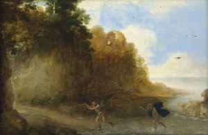 Lot 6050, Auction  111, Niederländisch, 17. Jh. Landschaft mit Neptun und Coronis