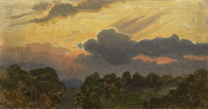 Lot 6116, Auction  111, Deutsch, Mitte 19. Jh. Wolkenstudie bei Sonnenuntergang