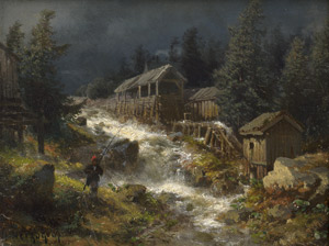 Lot 6159, Auction  111, Herzog, Herrmann Ottomar, Wildbach mit alten Mühlhäusern