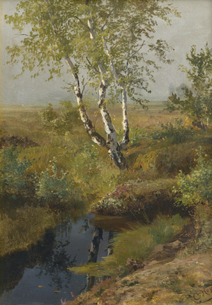 Lot 6188, Auction  111, Heyn, Carl, Frühlingslandschaft mit Birke an einem Weiher