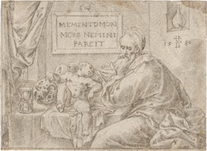 Lot 6304, Auction  111, Italienisch, 1580. Memento Mori: Philosoph und schlafender Knabe mit einem Totenschädel