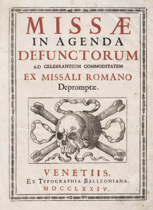 Lot 6331, Auction  111, Venezianisch, Missae in Agenda defunctorum, ad celebrantium commoditatem, ex Missali Romano