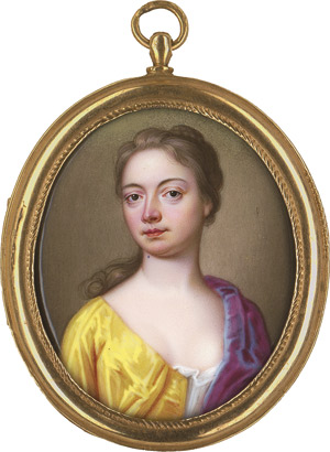 Lot 6812, Auction  111, Zincke, Christian Friedrich, Bildnis einer jungen Frau im gelben Kleid mit violettem Schal