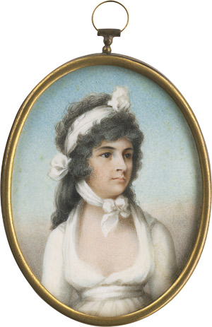 Lot 6858, Auction  111, Barou, Mrs., Bildnis einer jungen Frau im weißen Kleid mit weißen Haarbändern