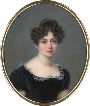 Lot 6860, Auction  111, Französisch, um 1825. Bildnis einer jungen Frau im schwarzen Samtkleid