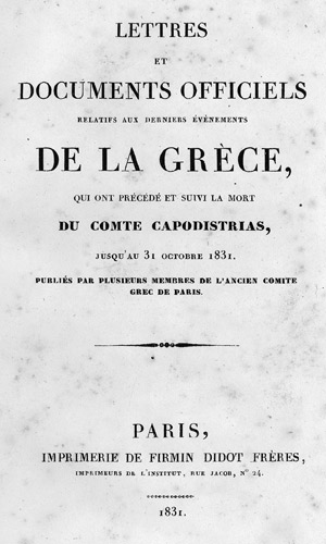 Los 87 - Kapodistrias, Ioannis Antonios - Lettres et documents officiels relatifs aux derniers évènements de la Grèce - 0 - thumb