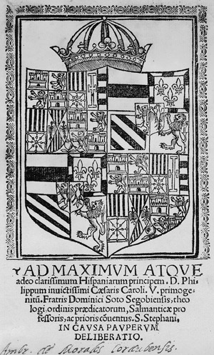 Lot 2022, Auction  112, Soto, Domingo de, Ad maximum atque adeo clarissimum Hispaniarum principem in cavsa pauperum deliberatio