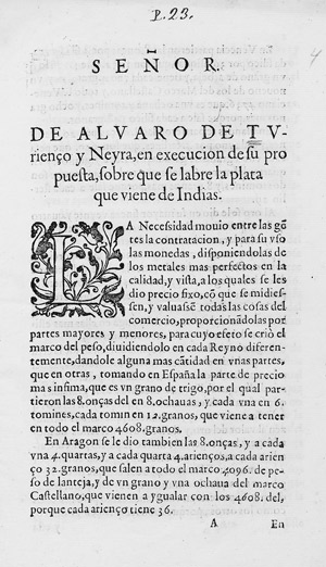 Lot 2035, Auction  112, Turienço y Neyra, Alvaro de, Sobre que se labre la plata que viene de Indias.