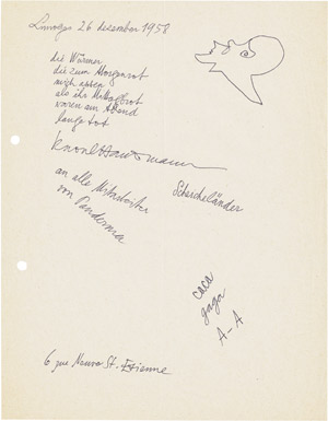 Los 2337 - Hausmann, Raoul - Gedichtmanuskript Dezember 1958 - 0 - thumb