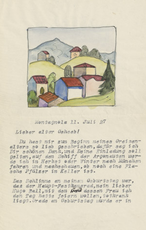 Los 2381 - Hesse, Hermann - Brief mit Aquarell - 0 - thumb