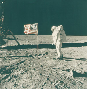 Lot 4262, Auction  112, NASA, Buzz Aldrin standing beside the U.S. flag