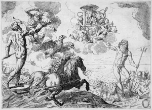 Los 5042 - Cantarini, Simone - Jupiter, Neptun und Pluto bieten ihre Kronen dem Wappen des Kardinals Barberini an (Le Quos ego) - 0 - thumb