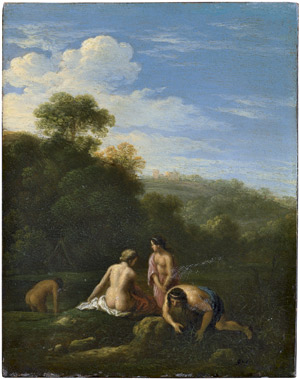 Lot 6023, Auction  112, Poelenburgh, Cornelis van, Pan und Syrinx; Narziss an der Quelle