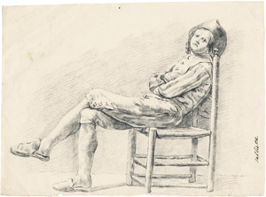 Los 6483 - Sallieth, Matheus de - Junger Kavalier im Streifenhemd auf einem Stuhl sitzend - 0 - thumb