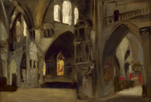 Lot 6750, Auction  112, Deutsch, 19. Jh. Blick in das Innere einer mittelalterlichen Kirche