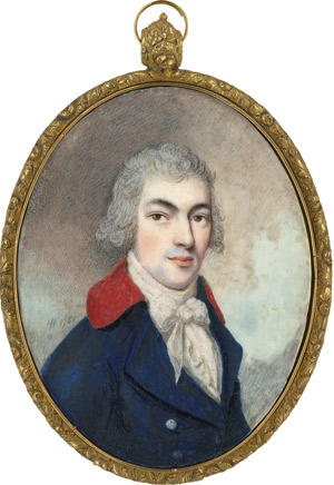 Los 6832 - Englisch - um 1790. Bildnis eines jungen Mannes genannt Lord Barrymore, in blauer Jacke mit rotem Kragen, vor wolkigem Himmelhintergrund - 0 - thumb