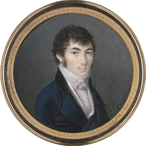 Lot 6866, Auction  112, Gagneraux, Jean-Baptiste Claude Bénigne, Bildnis eines jungen Mannes in blauer Jacke mit schwarzem Kragen und weisser Weste mit geknoteter weißer Halsbinde