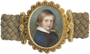 Lot 6870, Auction  112, Fechner, Eduard Clemens, Kinderbildnis des Friedrich Freiherrn von Schwartzkoppen (1819-1897) in Goldschließe eines Haararmbands